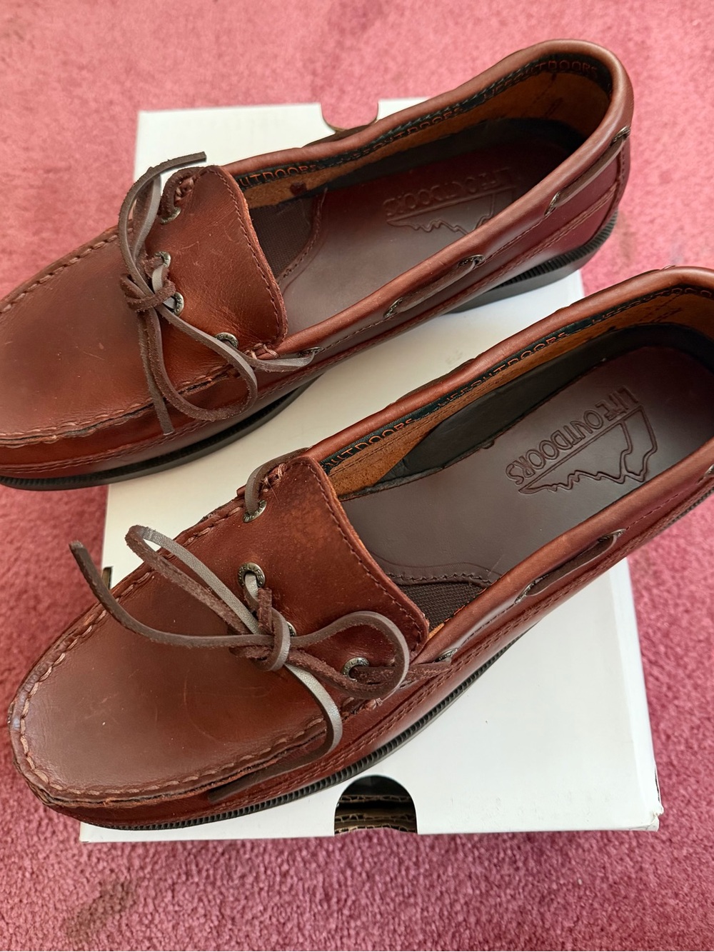 Red-Brown Leather Men’s Slip-On Boat Loafers